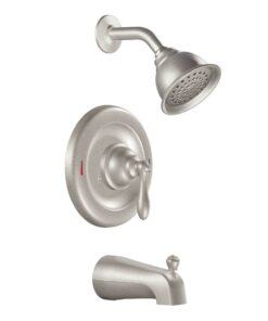 Moen Caldwell Spot Resist Brushed Nickel 1-handle Single Function Round Bathtub and Shower Faucet Valve Included